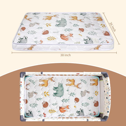 Pack and Play Mattress Pad 38x26x1.5 – Non-Slip Bottom & Breathable Playpen Mattress for Baby, Firm Foam Pack n Play Mattress Replacement for Graco/Baby Trend Playard, Soft Portable Mini Crib Mattress