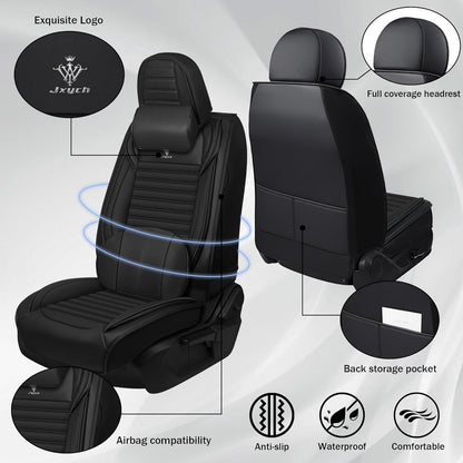Seat Covers Fit for Mini Convertible 2009-2025 Premium Leather Car Seat Covers, Waterproof Non-Slip and Airbag Compatible, Fashion Car Seat Protector (Black Red,Front Set with Pillow)