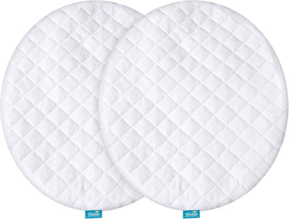 Bassinet Mattress Pad Cover for BCOL and bonbay Baby Bassinet Bedside Sleeper, 2 Pack, Waterproof Quilted Ultra Soft Surface