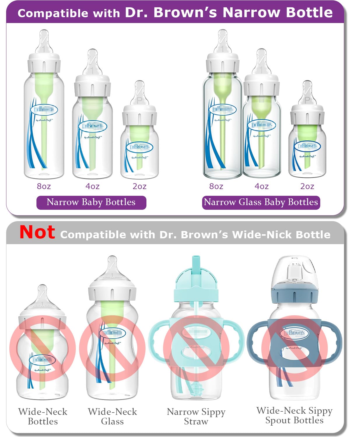 Silicone Nipples for Dr. Brown's Level 2 Narrow Baby Bottle, Medium Flow, 3m+, 6 Count