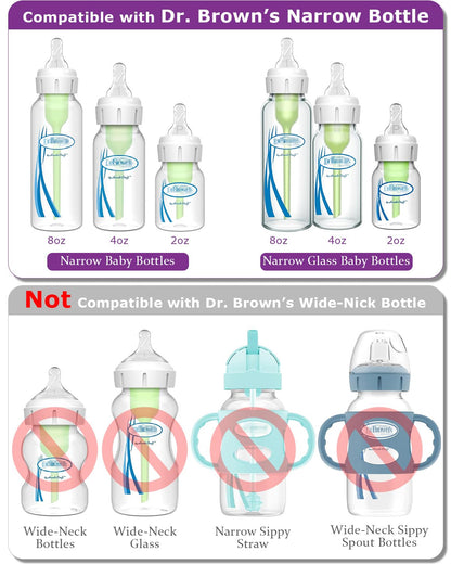 Silicone Nipples for Dr. Brown's Level 2 Narrow Baby Bottle, Medium Flow, 3m+, 6 Count