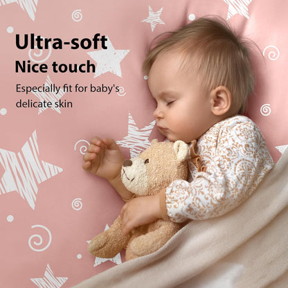 Baby Bedside Bassinet Sheets Girl, 33”x20” Compatible with Baby Delight Dream On Me & Most Rectangle Bedside Sleeper Bassinet Mattress, Super Soft Microfiber Pink Butterfly Flower