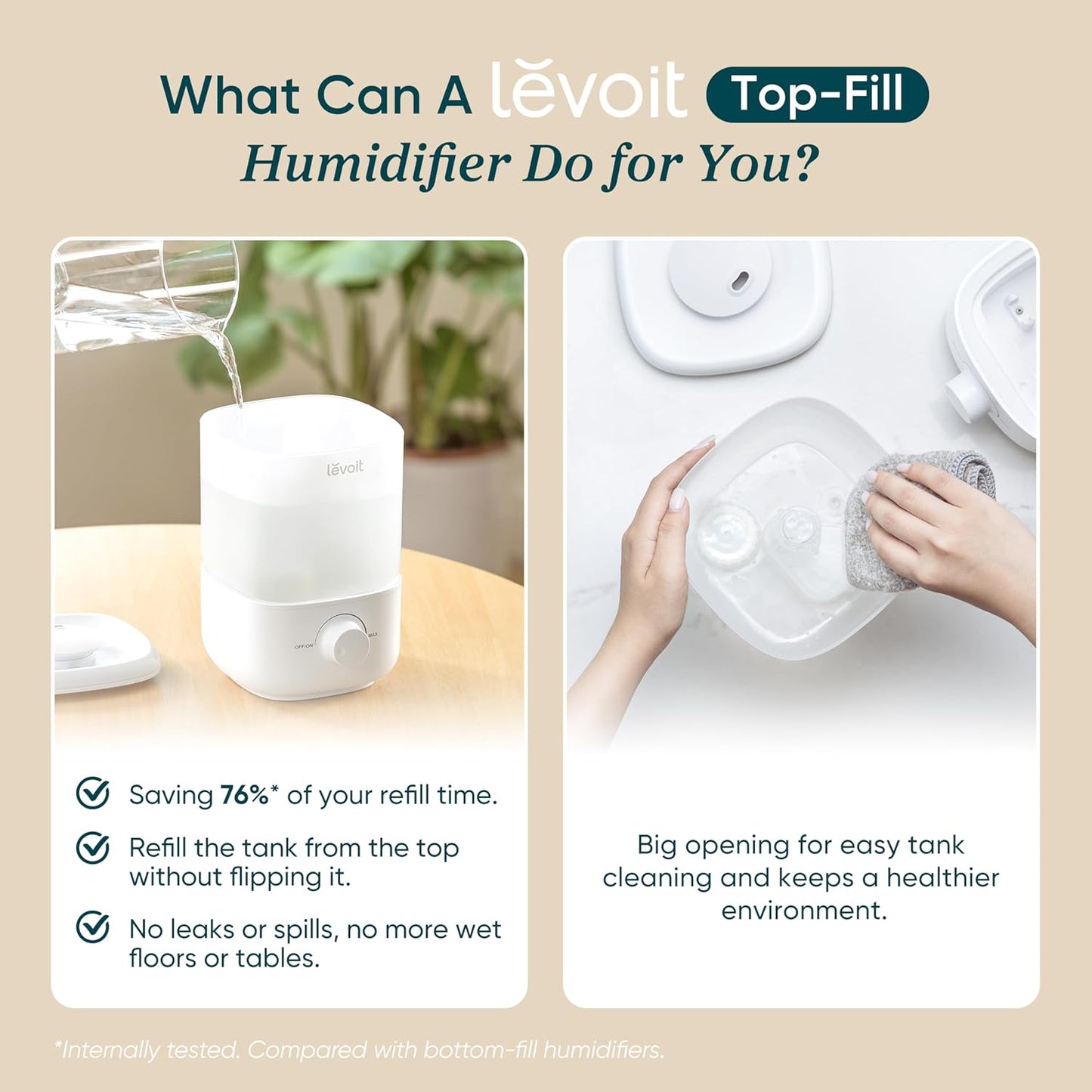 LEVOIT Dual 200S Smart Humidifiers for Bedroom, Top Fill, Customize Humidity for Home, Baby Nursery & Plants with Humidistat, Essential Oil Diffuser, Schedule, Timer, APP & Voice Control, 3L, Blue