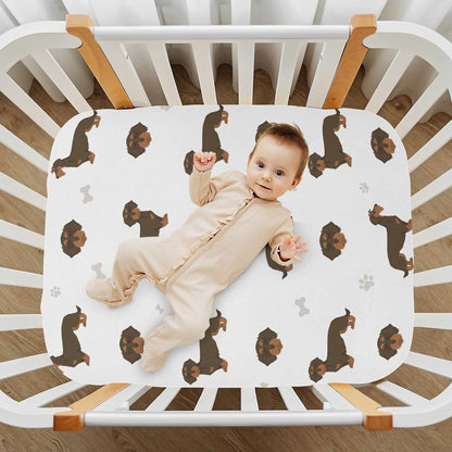 Fitted Crib Sheets White Bears with Clouds Stretchy Portable Playard Sheets for Baby Toddler, Breathable Soft Mini Crib Mattress 39 x 27 in for Boys and Girls