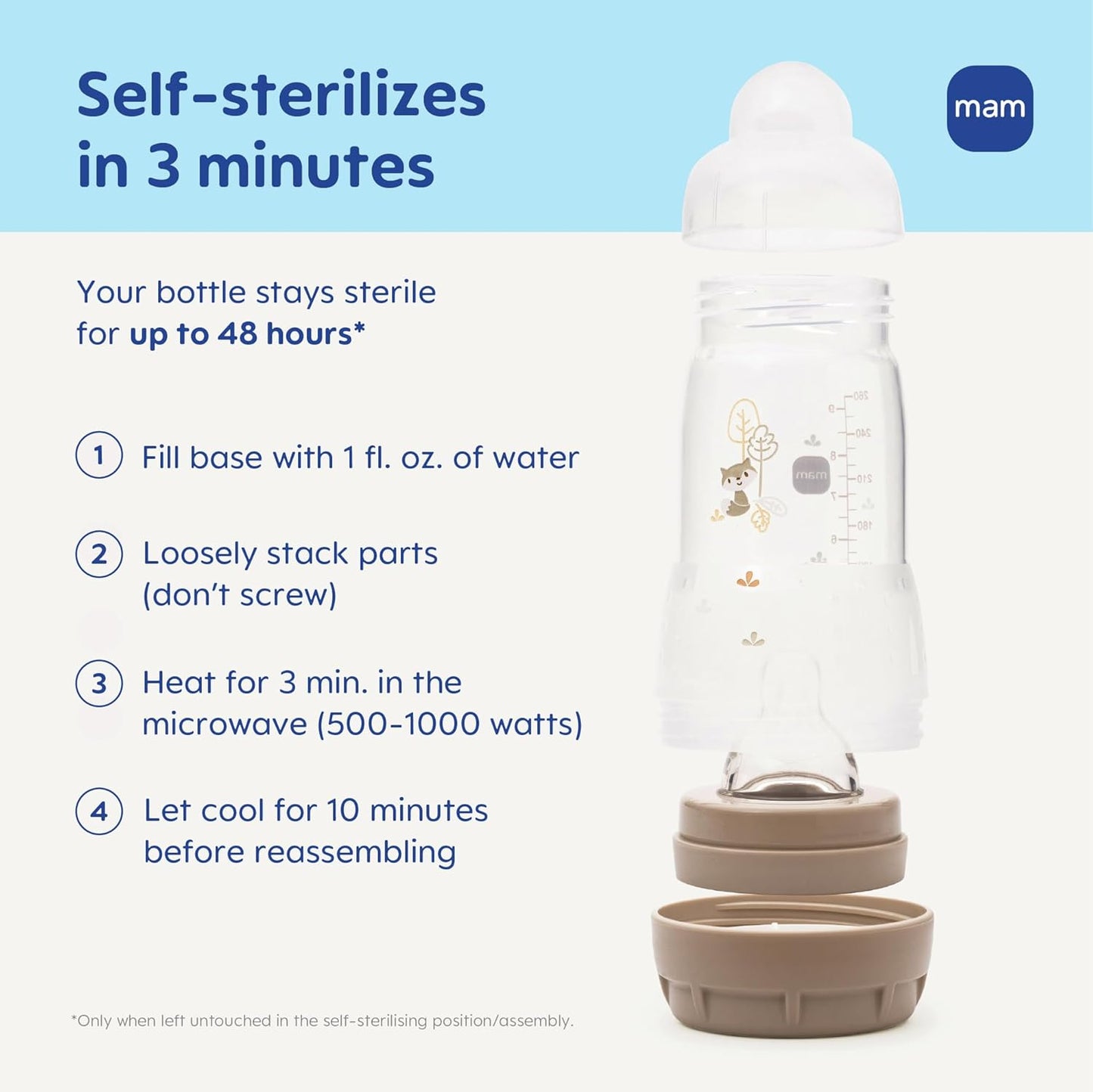 MAM Easy Start Anti-Colic Baby Bottle & Pacifier Set, 5 Self Sterilizing Bottles (3X 5oz, 2X 9oz) & 3 Original Pacifiers 0–16 Months + Extra Nipples, Newborn Feeding Gift Set