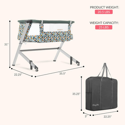 Dream On Me Skylar Bassinet and Bedside Sleeper, Adjustable Heights, Breathable Mesh Sides, Plush Mattress Pad, Wheels with Safety Locks & Tool-Free Assembly, Compact Fold & Travel Bag - Pink