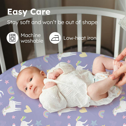 Baby Bedside Bassinet Sheets Girl, 33”x20” Compatible with Baby Delight Dream On Me & Most Rectangle Bedside Sleeper Bassinet Mattress, Super Soft Microfiber Pink Butterfly Flower