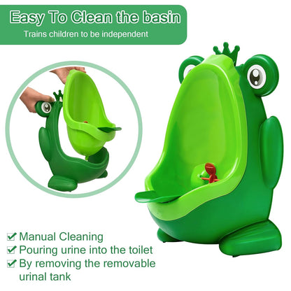 Frog Pee Training Urinal, Cute Frog Potty Training Urinal for Toddler Boys with Funny Aiming Target, Green Toilet Trainer (Green)