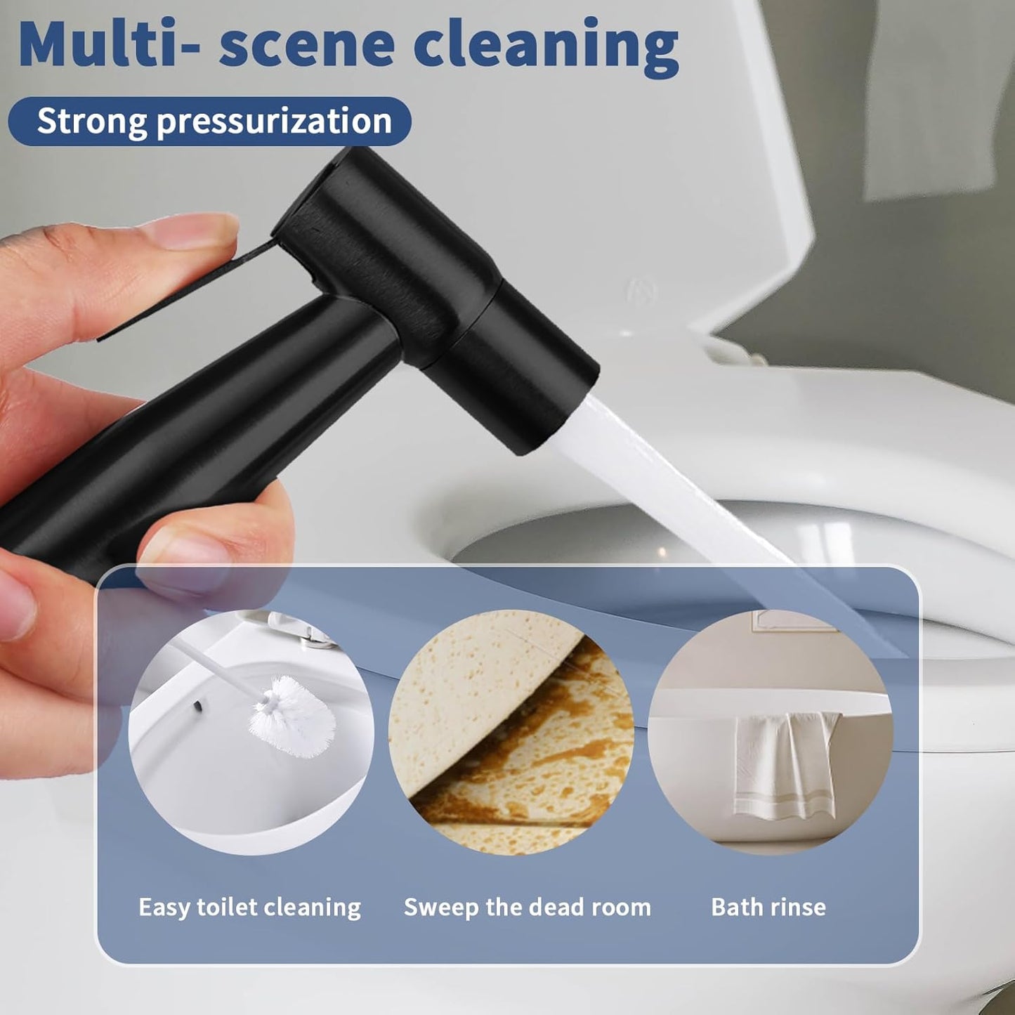 Neween Handheld Toilet Bidet Sprayer for Toilet-Adjustable Water Pressure Control with Bidet Hose for Feminine Wash, Stainless Steel Bidet Faucet Sprayer Kit Cloth Diaper for Baby Wash (Black)