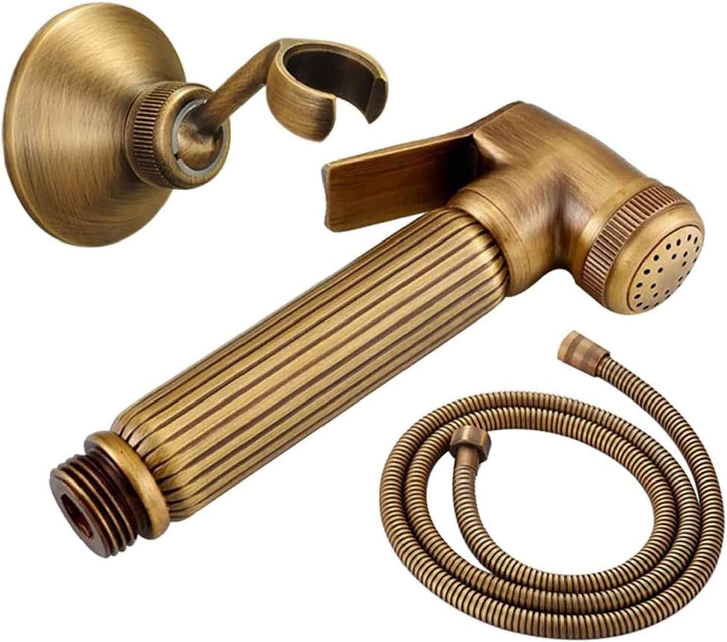 Handheld Bidet Sprayer for Toilet, Bathroom Cloth Diaper Sprayer Set Brass Bidet Sprayer Kit with Stainless Steel Shower Hose and Holder for Pet Bathing, Personal Hygiene,Gold