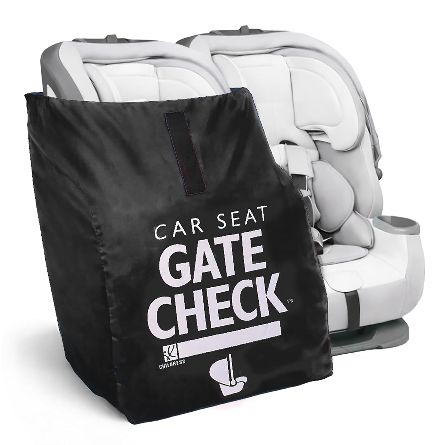 J.L. Childress Gate Check Travel Bag for Car Seats - Car Seat Travel Bag for Airplane, Includes AIRTAG Holder, Fits All Baby Carriers, Infant Carriers & Child Booster Seats - Neon Blue