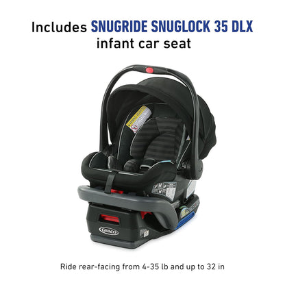 Graco Modes Nest Travel System, 3-in1 Modular Carseat Stroller Combo, Adjustable Slide2Me Infant Car Seat Carrier to Toddler Stroller, Includes the SnugRide DLX Infant Car Seat, Sullivan