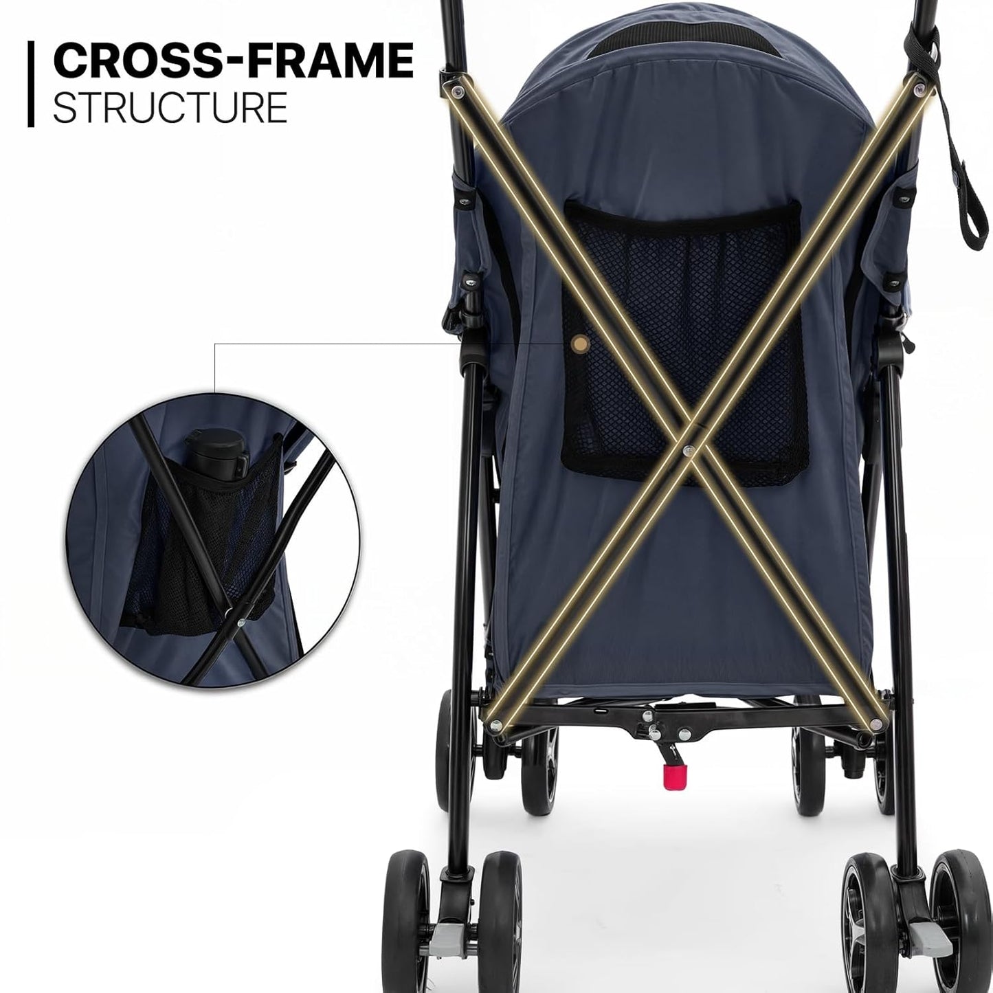 MoNiBloom 4 Wheels Pet Stroller, Easy-Fold Puppy Cage Jogger Stroller with Sun Cover, Pad and Rear Storage Bag, Breathable and Visible Mesh for Small/Medium Pets up to 22 lbs, Black