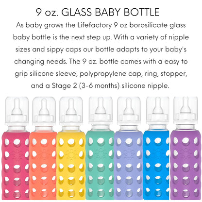 Lifefactory Glass Baby Bottle BPA Free | Protective Silicone Sleeve | 4 oz Pack of 2 | Cantaloupe, Banana