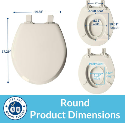 Mayfair NextStep2 Toilet Seat with Built-In Toddler Potty Training Seat, Slow Close, Easy Clean, Magnetic Removable Kids Seat, ELONGATED, Biscuit
