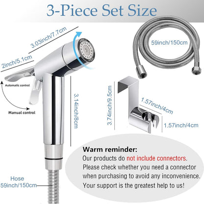 Handheld Bidet Sprayer Toilet Bathroom with Wall Bracket Hose Set, Closestool, Squatting Pan, Water Flower, Floor Cleaning Cloth Diaper for Bathroom Hygiene 3 Set (Note: linker not Included)