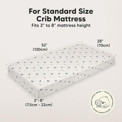 KeaBabies 2-Pack Organic Crib Sheets for Boys, Girls - 52x28 Fitted Crib Mattress Sheet Neutral, Breathable Jersey Cotton Cover for Baby Bed, Toddler Mattress, Soft & Cute Prints (Cosmo)