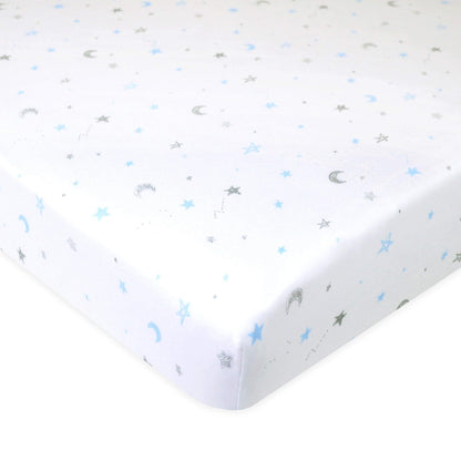 American Baby Company 3 Pack 100% Natural Cotton Fitted Pack and Play Sheets 39" x 27" - Soft & Breathable Pack N Play Sheets for Playard & Mini Crib Mattress, Yellow Star/Yellow/White, for Boy & Girl