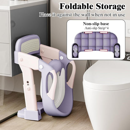 XIGGA 3 in 1 Potty Toilet Training Seat with 2-level Adjustable Steps, Equipped with Waterproof Cushion and Non Slip Step Stool, Dedicated Toilet Seat for Boys Girls - Green