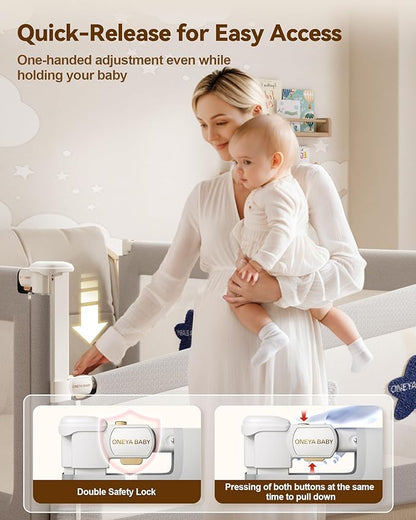Baby Bed Rail Guard for Toddlers, Reinforced 54in Toddler Bed Rails for Full Bed with Height Adjustable, Extral Tall Child Safety Side Railing Guards/Bedrail for Kids, Grey Star, 1 Side 54" Lx28 H