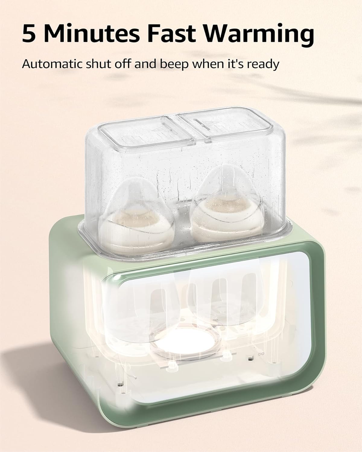GROWSNY Fast Baby Bottle Warmer, 12-in-1 Milk Warmer with Steam and Water Bath Warming Modes for Breastmilk &Formula, Food Heating,with Thaw, Steri-lize, Egg Boil Function, Fits Most Types of Bottles