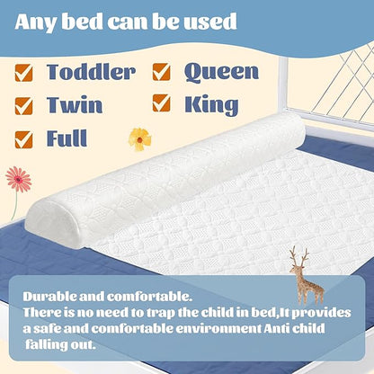 Asatdd Waterproof Bed Rail for Toddlers, Bed Guard Rail, Soft Memory Foam Toddler Bed Bumper for Twin, Full, Queen, King Beds with Washable Cover, 1 Pack