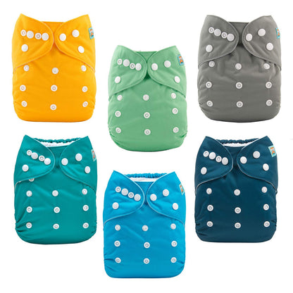 ALVABABY Baby Cloth Diapers 6 Pack with 12 Inserts Cloth Diaper Covers Adjustable Washable Reusable for Baby Girls and Boys