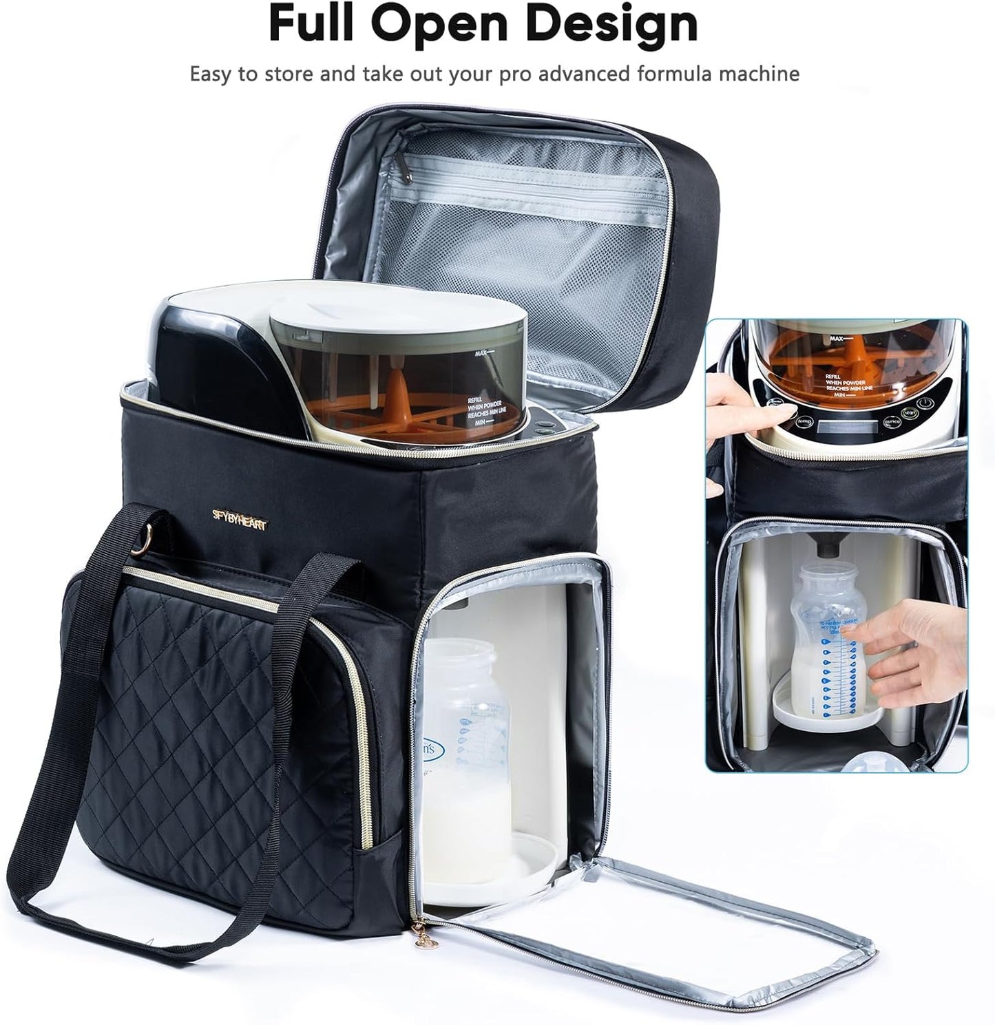 SFYBYHEART Carrying Case Compatible with Baby Brezza Formula Pro Advanced Formula Dispenser Machine Carrying Bag - Baby Formula Mixer Travel Bag with Pockets for Baby Essential, Pumps, Baby Bottles