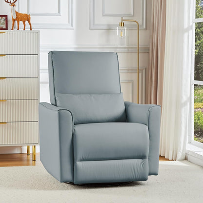 GarveeHome Recliner Chair, 360° Swivel Rocker Glider Nursery Chair with Padded Armrest and Deep Seat, PU Leather Upholstered Reclining Sofa Chair for Living Room, Bedroom and Nursery (Brown)