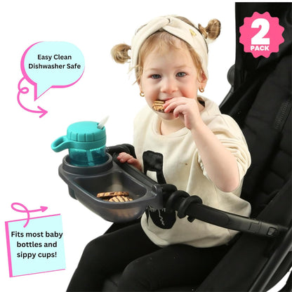 Swanoo Universal Stroller Snack Tray | Compatible With Nuna Mockingbird Bugaboo Uppababy | Stroller Bumper Bar Tray Attachment with Cup Holder | Baby Toddler Disneyland Essentials Stroller Accessories