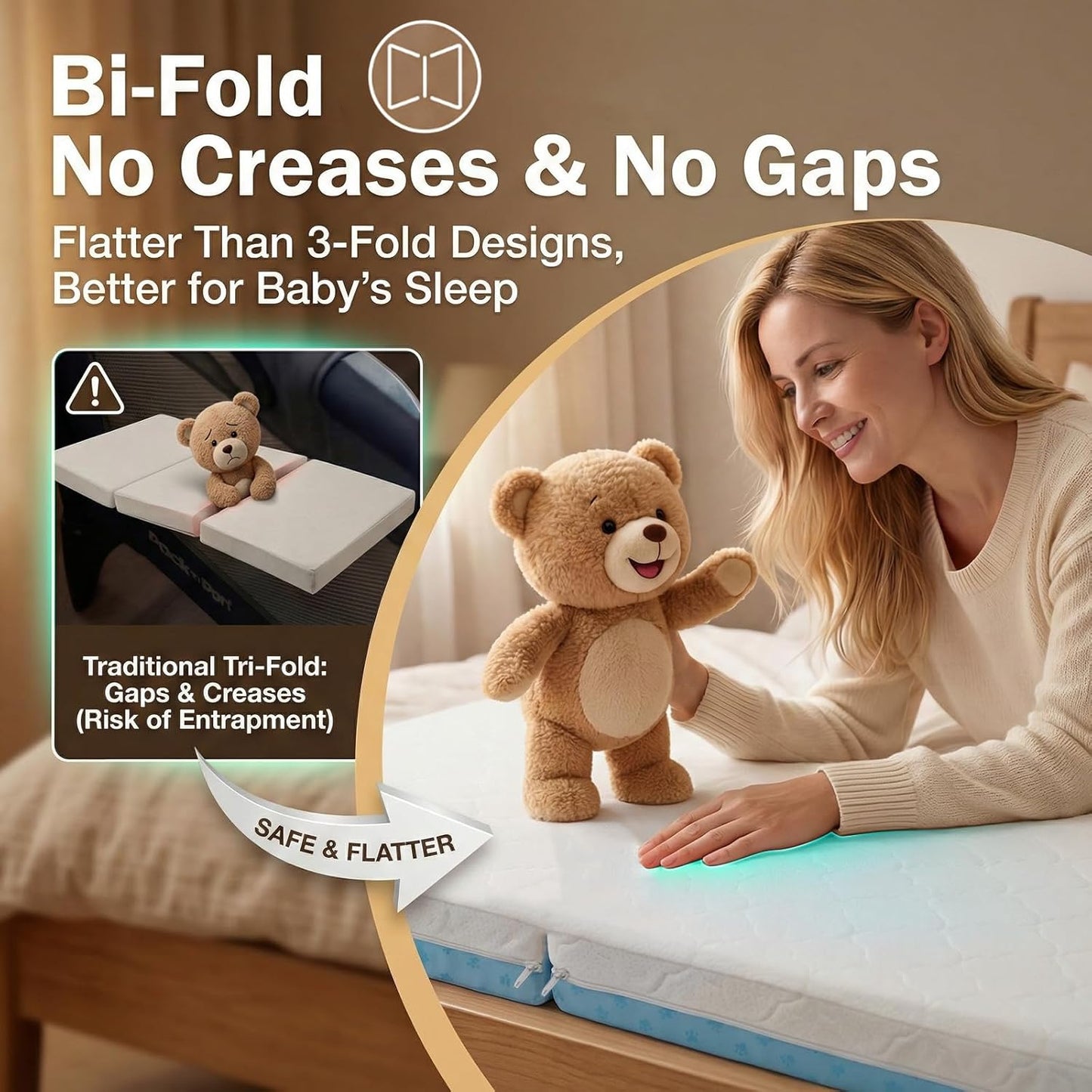 Bi-Fold Pack and Play Mattress, 3 Inch Thick Soft & Firm Memory Foam Breathable Portable Pack n Play Mattresses, Baby Playpen Mattresses with Removable Washable Cover 38x26x3 Inch - Gary