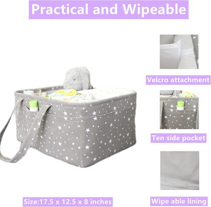 Pink Diaper Caddy Organizer for Baby Girl-Large Portable Diaper Caddy Basket for Changing Table-Diaper Organizer Caddy-Car Travel Tote Bag-Newborn Registry Baby Shower Basket for Diapers & Wipes