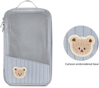 MOMIGO Baby Diaper Bag Organizer Pouches Waterproof Mini Diaper Bag - 2 pcs/set Foldable Hanging Bag Reusable, Washable or Cloth Diapers, with Gift for Baby Shower (Khaki（A）)