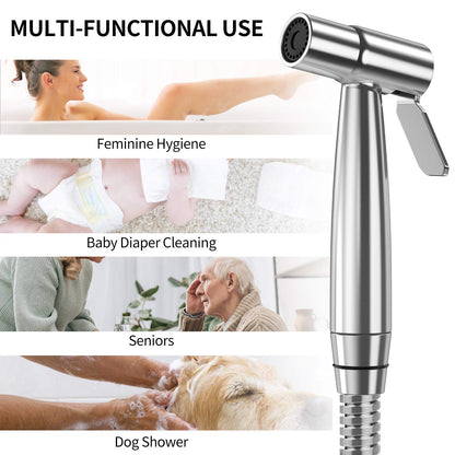Handheld Bidet Toilet Sprayer, Stainless Steel Bathroom Bidet Sprayer Set with Hose, Baby Cloth Diaper Sprayer, for Feminine Wash, Shower Sprayer for Pet, Wall or Toilet Mount