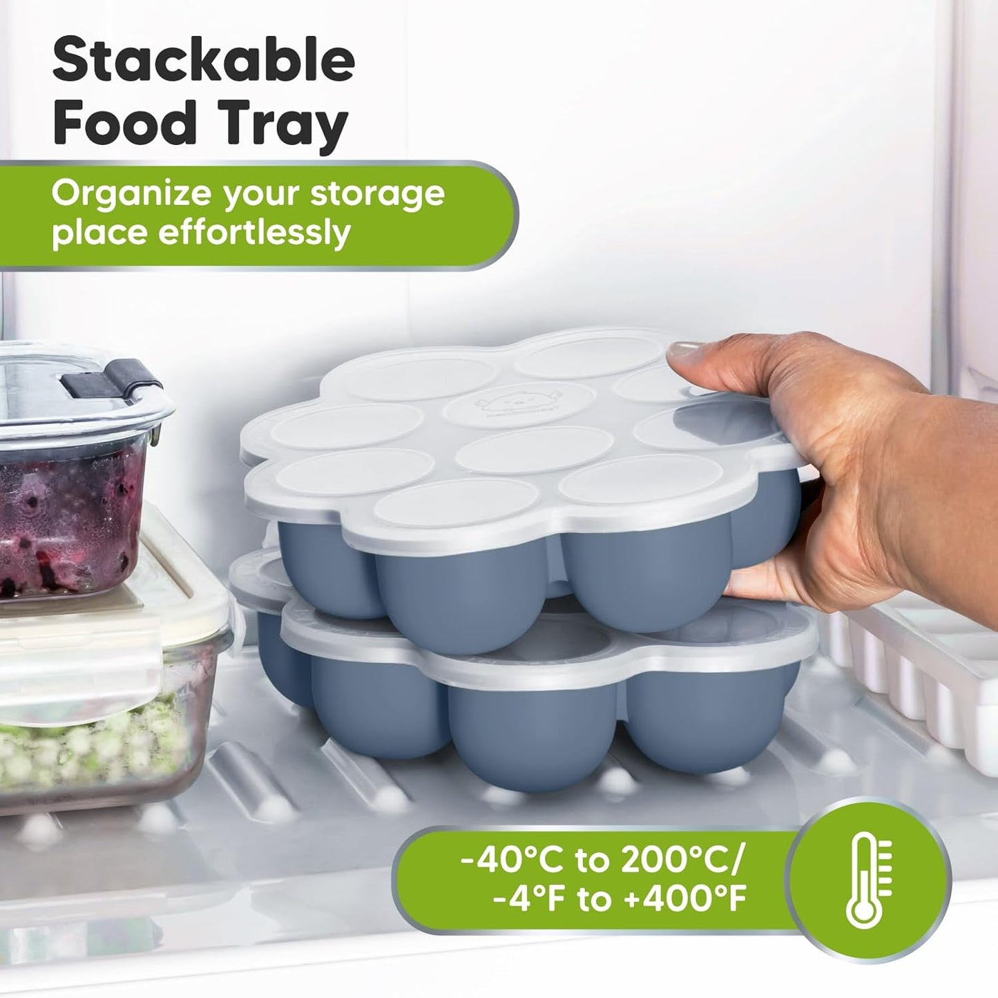 KeaBabies Silicone Food Freezer Trays with Lid, 2oz x 10 Pods Baby Food Storage Containers, Easy Puree Meal Prep, Breast Milk Silicone Freezer Molds, Dishwasher, Microwave Safe, BPA-Free (Chai Latte)
