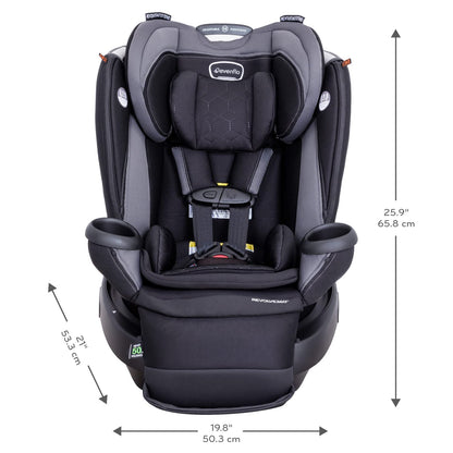 Evenflo Revolve360 Extend Convertible Car Seat with 360 Degree Rotation, Extended Rear-Facing, Forward-Facing, Booster Mode, and Secure Latch Install, Revere Gray
