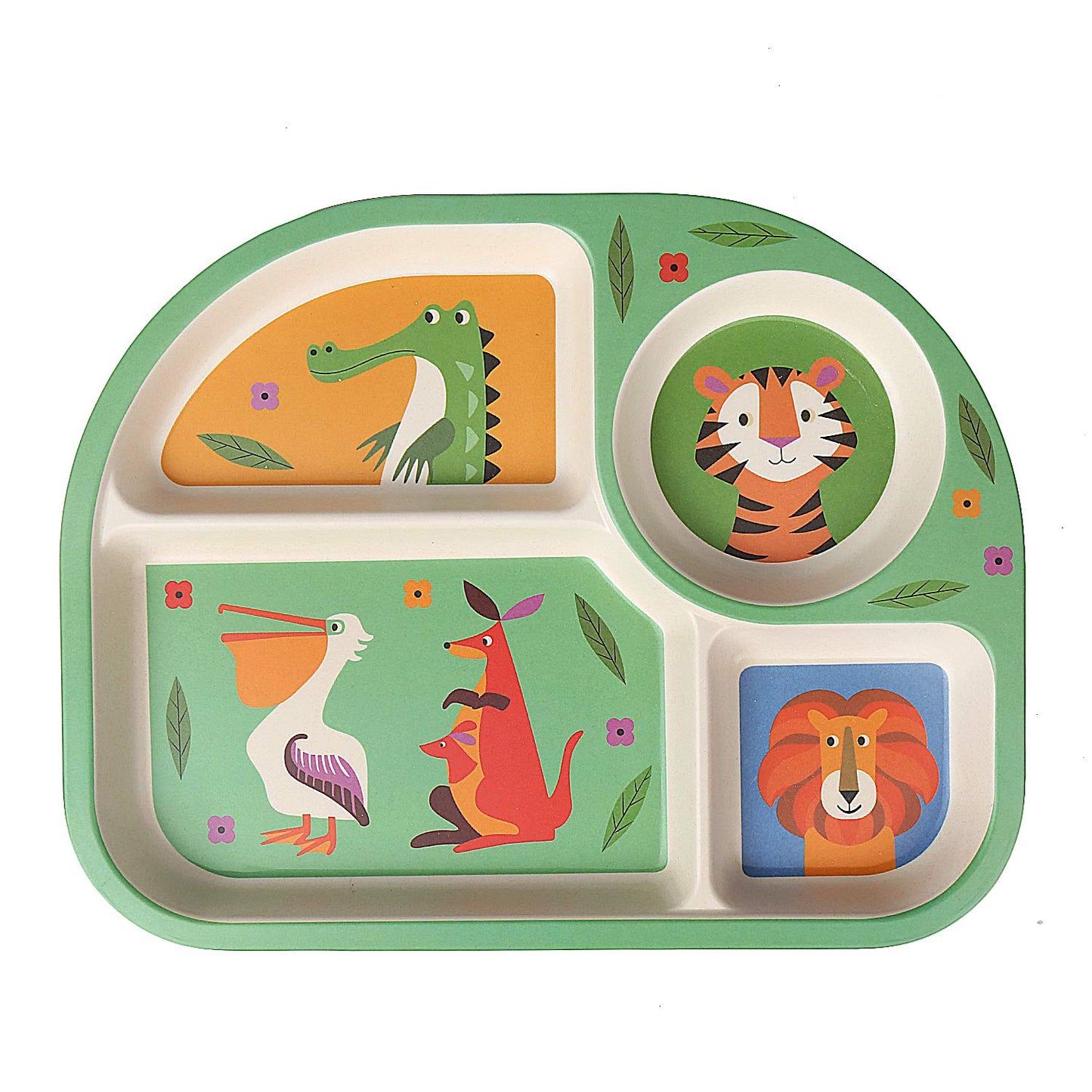shopwithgreen 7Pcs/Set Bamboo Kids Dinnerware Set - Children Dishes - Food Plate Bowl Cup Spoon Fork Set Dishware, Cartoon Tableware, Dishwasher Safe Kids Healthy Mealtime, BPA Free