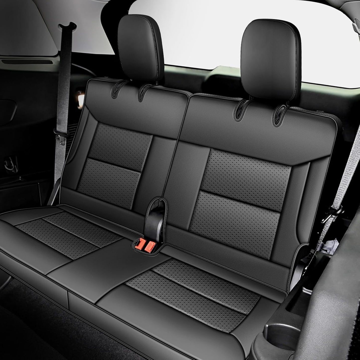 AOMSAZTO Seat Covers for Ford Mustang Coupe 2015 2016 2017 2018 2019 2020 2021 2022 2023 2024 2025 2026, Custom Fit Full Set Faux Leather (New Red)