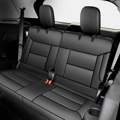 AOMSAZTO Seat Covers for Ford Mustang Coupe 2015 2016 2017 2018 2019 2020 2021 2022 2023 2024 2025 2026, Custom Fit Full Set Faux Leather (New Red)