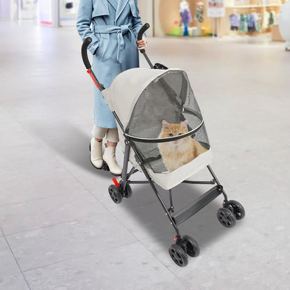 Pet Gear Travel Lite Plus Stroller,Compact Portable Jogger All Terrain Travel Pet Gear, Foldable Lightweight Durable Pet Stroller for Small To Medium Pets Dogs And Cats up to 15 pounds (Gray)