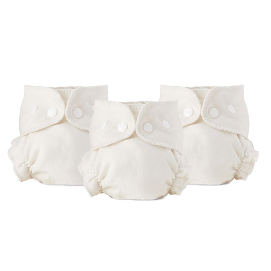 Esembly Cloth Diaper Inner - Organic Cotton Fitted Diaper- Soft, Ultra-Absorbant, Trim-Fitting Layer to Pair with Waterproof Outer for Blowout-Proof Diapering - 3-Pack, Size 1 (7-17lbs)