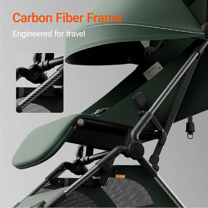 MAMAZING Ultra Air Lightweight Baby Travel Stroller with Carbon Fiber Frame, Compact & Airplane-Friendly, One-Handed Fold, 11.6 lbs, Perfect for Toddlers, Grey