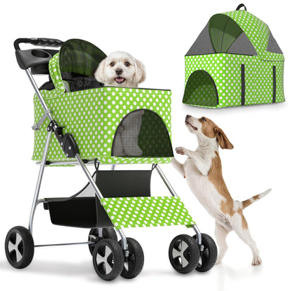 Magshion Compact Pet Stroller for Small-Medium Dogs/Cats up to 22lbs, 4-Wheel Lightweight Umbrella Shaped Portable Puppy Travel Jogger with Breathable Mesh, Cup Holder & Rear Storage, Black