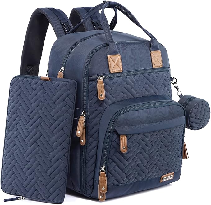 iniuniu Diaper Bag Backpack, 4 in 1 kit Large Unisex Baby Bags for Boys Girls, Waterproof Travel Back Pack with Pouch