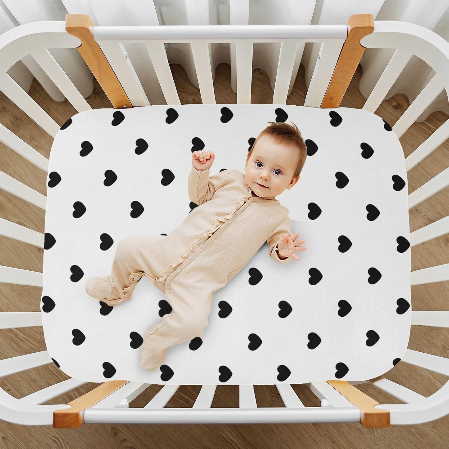 Fall Cute Mushroom Leaves Fitted Crib Sheets Stretchy Portable Playard Sheets for Baby Toddler, Breathable Soft Mini Crib Mattress 52 x 28 in for Boys and Girls