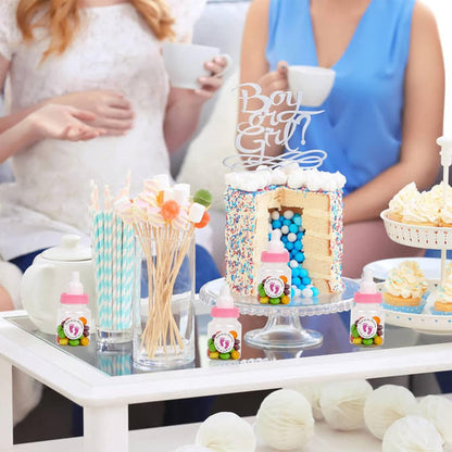 72 Pieces of Mini Baby Shower Milk Bottles Favors for Baby Shower White Plastic Mini Bottles Party Favors Boy Party Games Decorations (Blue)