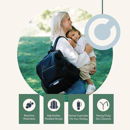 Colugo Neoprene Parent Diaper Backpack with Changing Pad & Pouches – Lightweight, Durable, Machine Washable Baby Bag with Insulated Pocket, Luggage Sleeve, Multiple Compartments