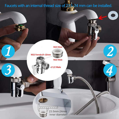 Handheld Bidet Sprayer Toilet Bathroom Douche Cloth Washing Diaper Cleaning Shower Head with with 2 Way Shower Diverter, 59in Hose and Hand Shower Holder