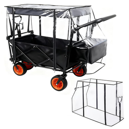 Wagon Rain Cover,Waterproof Sun Collapsible Cart Canopy Shade Wagons Attachment Sandproof Windproof UV-Resistan Carts Removable Protective,Clear Plastic,for Outdoor Camping Picnic Beach Garden Use