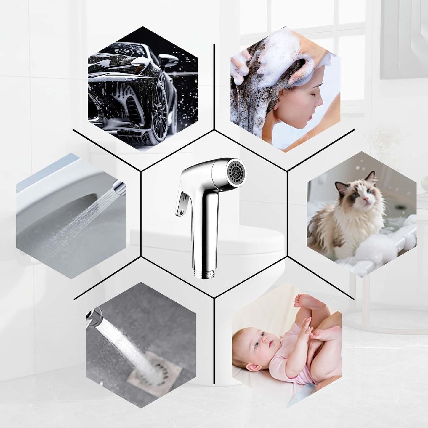 Handheld Toilet Bidet Sprayer for Toilet-Adjustable Water Pressure Control with Bidet Hose for Feminine Wash, Jet Sprayer for Toilet Muslim Shower, Bidet Faucet Cloth Diaper for Baby Wash